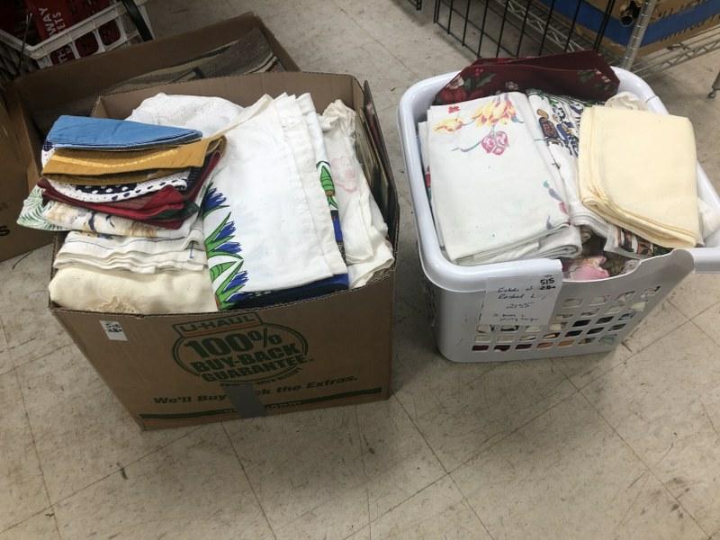(2) big boxes vintage & non vintage textiles, good lot for sealer to sort outâ€¦ (1 of 2)