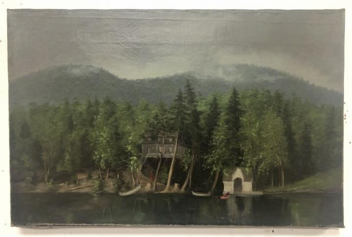 Circa 1900 o/c ( a Lake George View ) unsigned, relined, in nice clean condition. Canvas measures (1 of 3)