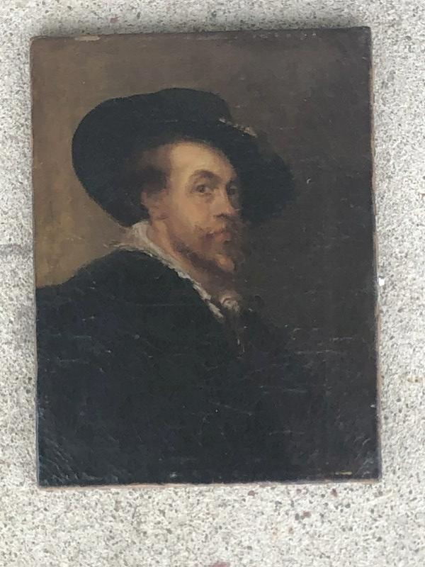 Early o/c portait of gentleman signed ( S. Cozsi ).  Paint crackling, unframed, painting measures (1 of 4)