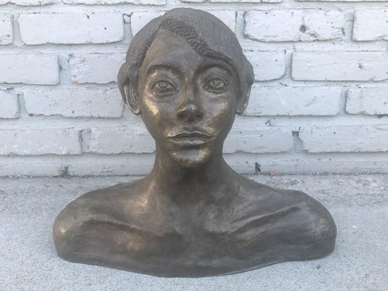 Terra cotta sculpture of woman, signed ( JACKSTADT 11-88 ), with bronze glaze patina, signed on (1 of 6)