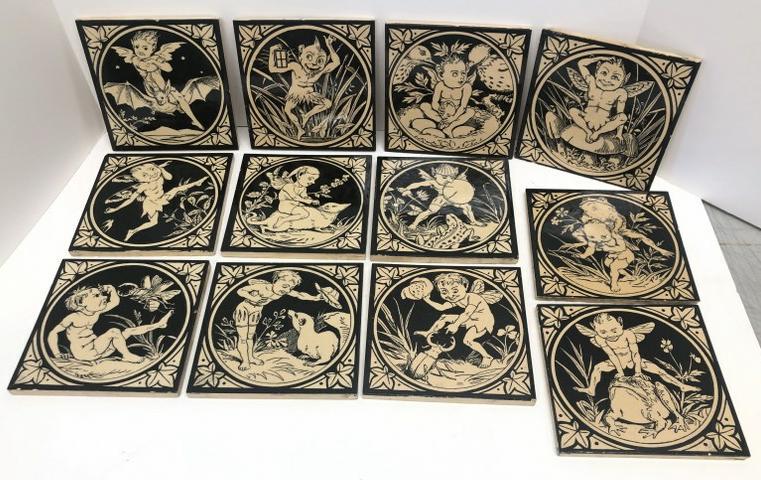 (12) Minton's China Works Stoke on Trent English Nursery tiles, in nice found condition.  A few have (1 of 7)