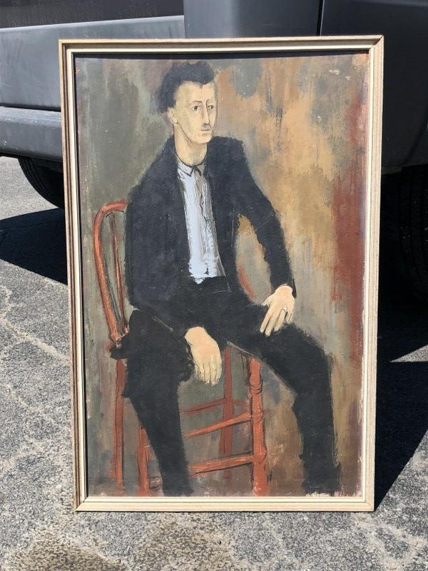 Arno Maris Mid Century o/b portrait of man, label on back from SCHOOL OF THE MUSEUM OF FINE ARTS, (1 of 4)