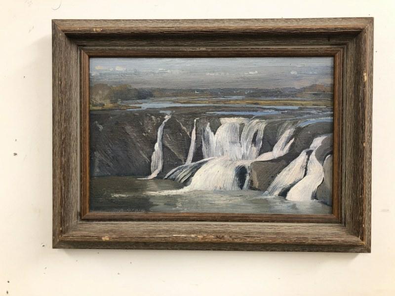 Harry Orlyk ( b 1947 )o/b landscape with waterfalls in foreground, signed and dater lower left Oct. (1 of 3)