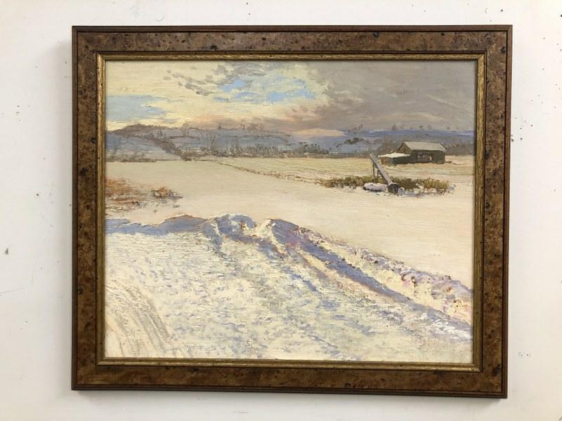 Harry Orylk (b 1947) o/c titled (Consuming Shaddows, 1999), painting measures 17.5" x 22". Nicely (1 of 4)