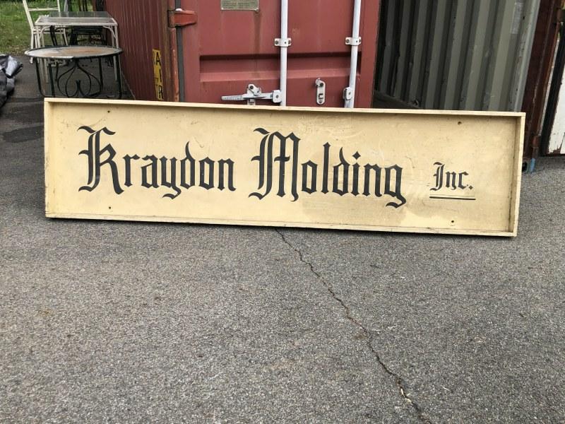Older Kraydon Molding Inc. wood sign, measures 96" x 24.5" x 3.5" deep.  Good condition.   From (1 of 2)