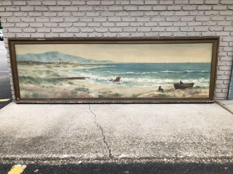 Monumental o/c seascape signed Alfred Rasmussen, dated 1912. From Hudson, N.Y. estate, as hung for (1 of 4)