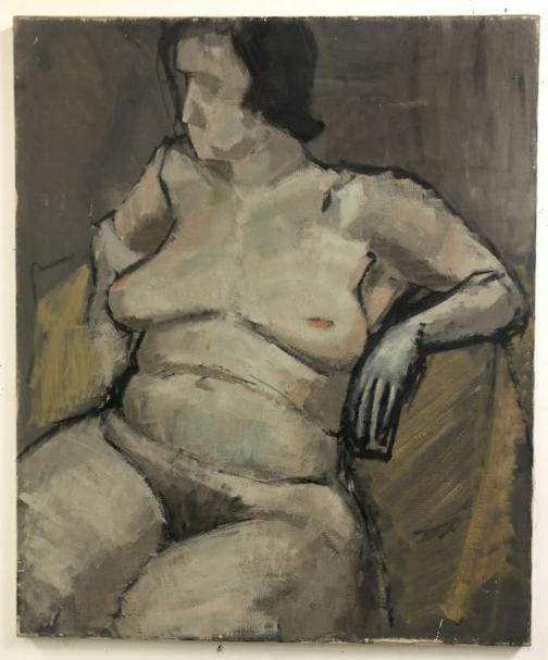 Arno Maris impressionist o/c nude woman, signed on the back, painting measures 30" x 25", circa: Arno Maris impressionist o/c nude woman, signed on the back, painting measures 30" x 25", circa 1940's or 50'sâ€¦.. From Hudson, N.Y. estate of noted Art Collector Albert Burnette Roberts (1932-20