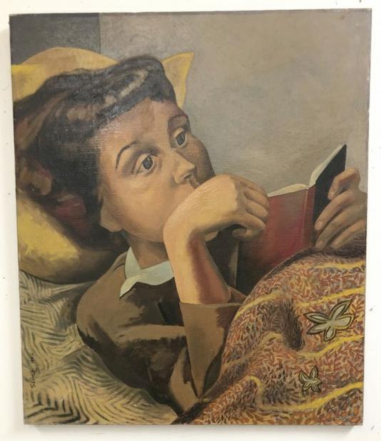 Palma Szucs (20th c ) o/c girl reading book, dated 1942, nice overall condition..   From Hudson, (1 of 4)