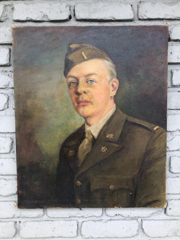 Alphonsine Ernst (1873-1952) o/c portrait WW II Soldier, signed lower left, has his Gallery stamps (1 of 4)