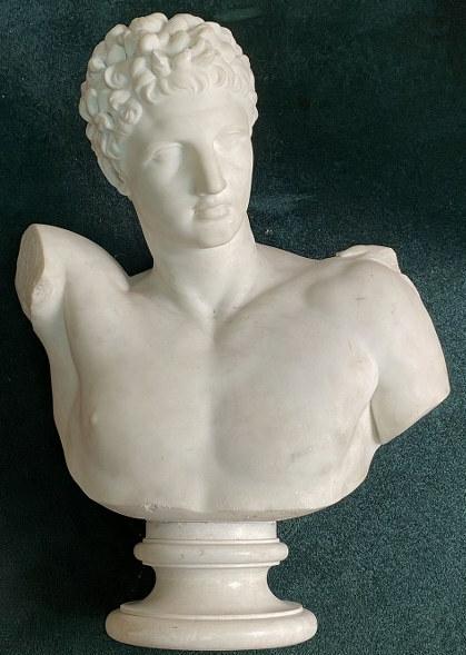 Ferdinando Vichi (1875-1945) 31" high marble bust of a young man ( Hermes of Praxiteles ) on round (1 of 11)