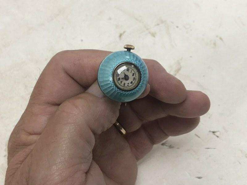 Argent Dore small round enamel pendent watch, hallmarked inside, nit running, enamel in fine (1 of 6)