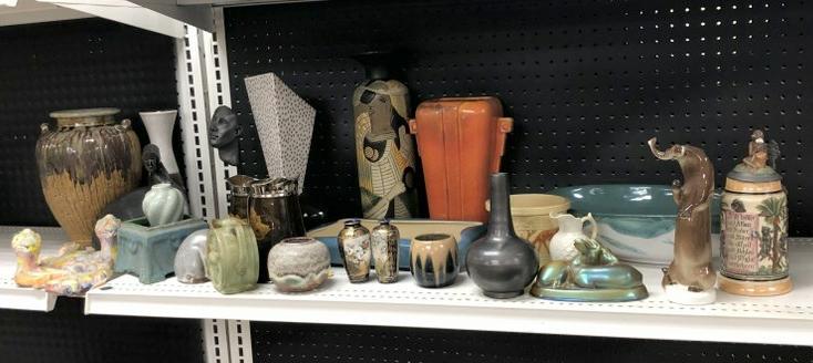 Large lot interesting estate pottery and porcelains, good lot for dealer to sort out. Bowls, vases, (1 of 15)