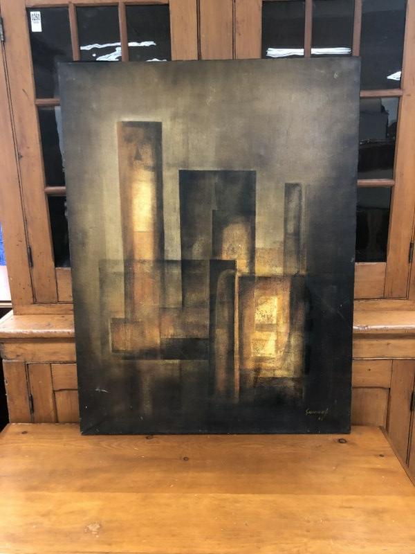 Mid Century o/c with Geometic lines, signed Smirnoff & dated 1965. Nice estate condition, painting (1 of 4)