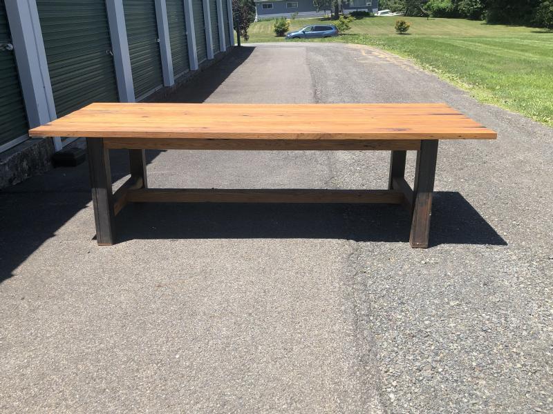 Custom made farm table made from old reclaimed thick chestnut from Hudson Valley barn, with custom (1 of 8)