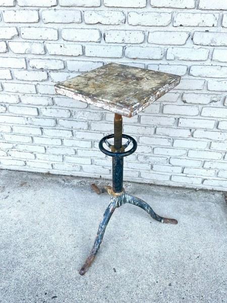 Adjustable sculptorâ€™s table circa 1920s or 30s. Cast-iron base, with a turn-screw height (1 of 7)