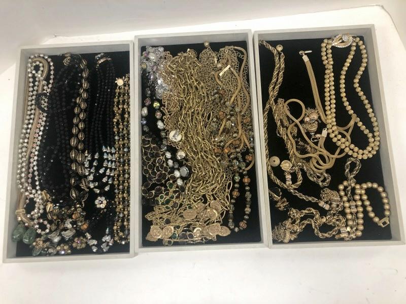 (3) trays of vintage costume jewelry, just as we found it in her closetmost all necklaces, some sets (1 of 4)