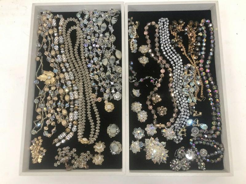 (2) trays of vintage costume jewelry from very nice local estate, necklace & earring sets, (1 of 6)