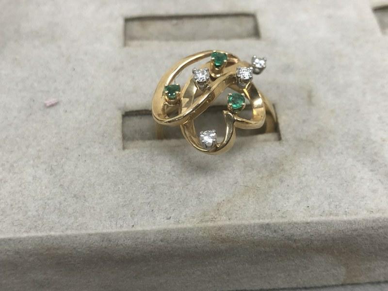 Dankner 14K gold emerald & diamond cocktail ring, weighs 3.4 penny weights, from fine local estate (1 of 4)