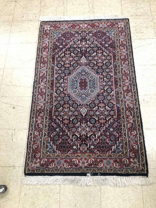 Handmade thick wool oriental scatter rug, nice estate condition, measures 61" x 38". Very nice (1 of 3)