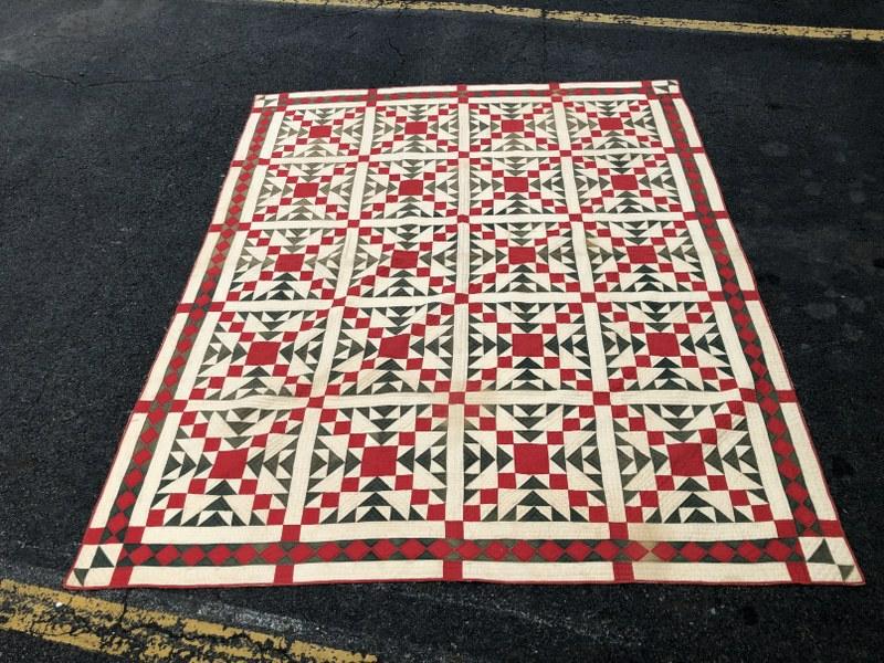 19th c patchwork quilt measures 88" x 63", from Hudson Valley estate, normal wear for ageâ€¦..No (1 of 4)