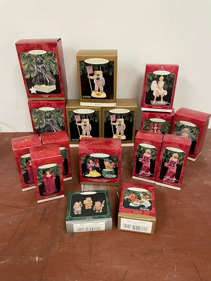 16 boxed Hallmark Keepsake Ornaments Darth Vader Marylin. Lot includes three Eagle Has Landed, two (1 of 7)
