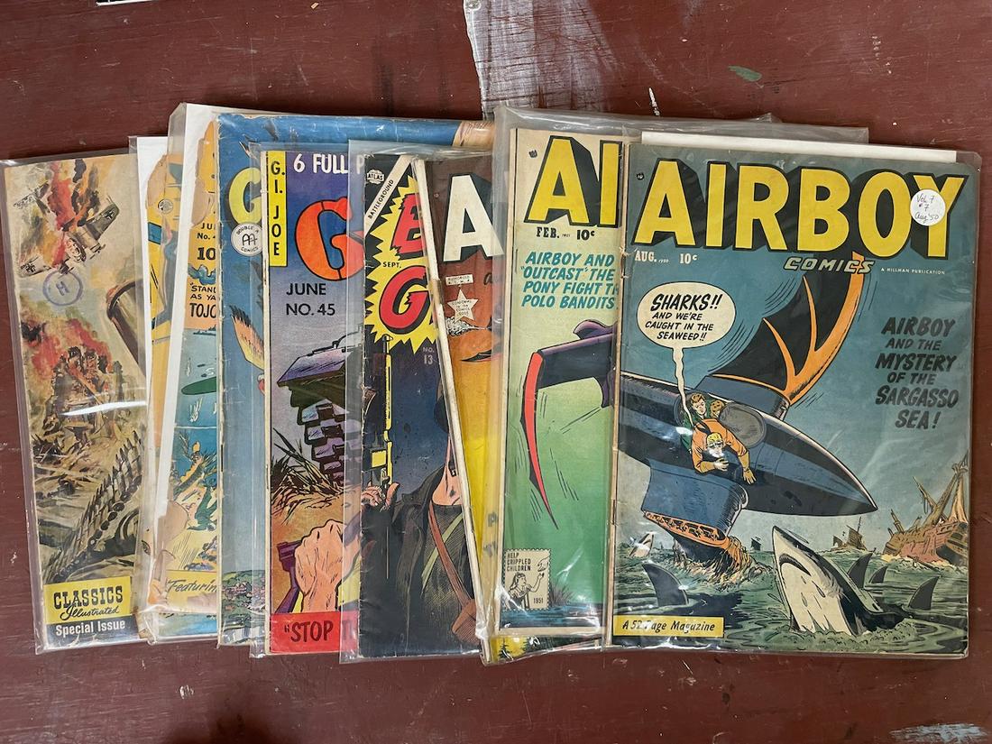 9 1940s/1950s war comics Airboy Wings. This lot includes nine war comics mostly from the 1940s and (1 of 8)
