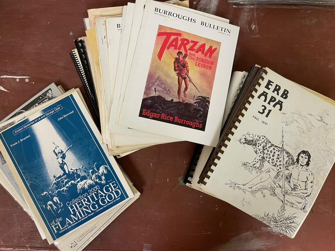 Giant Edgar Rice Burroughs fanzine lot. Includes ERB-APA (Edgar Rice Burroughs Amateur Press: Giant Edgar Rice Burroughs fanzine lot. Includes ERB-APA (Edgar Rice Burroughs Amateur Press Association) numbers 29-31, 1994 Annual, and The Best of ERB-APA; The Burroughs Bulletin 1-31, 53-56, 58, 5