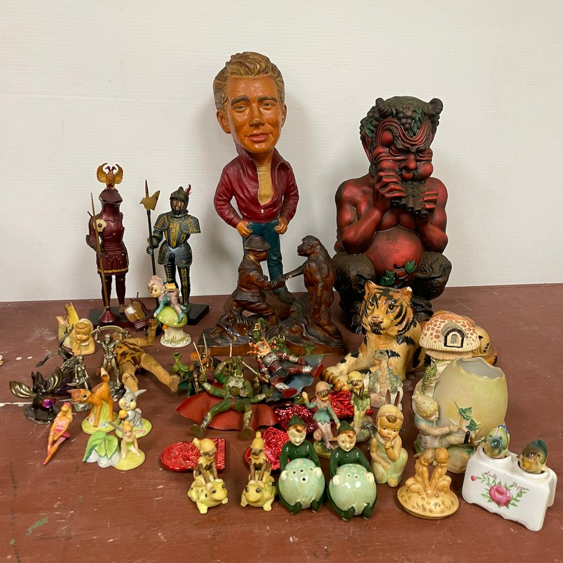 25+ figure lot James Dean Pan/Satyr Aurora Knights. Lot includes a 15.5â€ plaster Arnelâ€™s Pan (1 of 9)