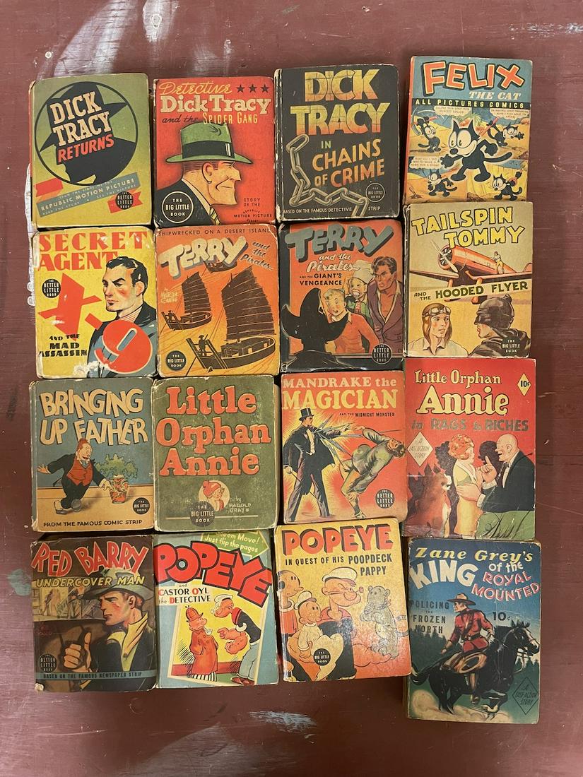 16 comic strip Big Little Books + 2 Fast-Action Stories. Big Little Books include Dick Tracy (1 of 6)