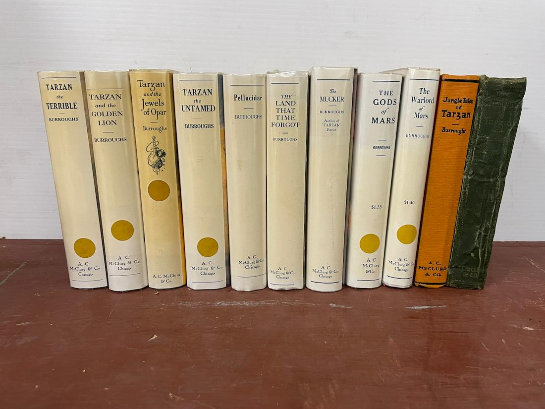 36 Edgar Rice Burroughs/Tarzan books. These books come from numerous publishers and time periods,: 36 Edgar Rice Burroughs/Tarzan books. These books come from numerous publishers and time periods, and are all in varying conditions. Some may have reproduction dust jackets. I will list them by publis