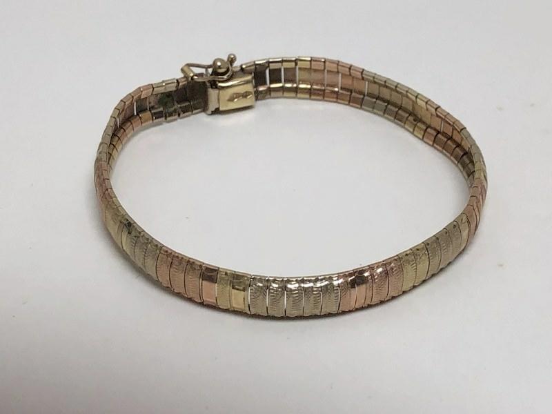 14K ladies multi colored gold bracelet, measures 7.5" long, weighs (1 of 3)