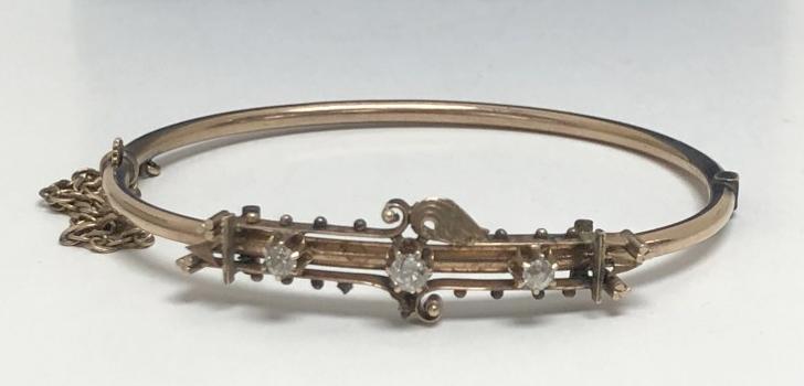 10K ladies Victorian diamond bracelet in box, weighs 5.2 dwt. From fine local estate. (1 of 7)