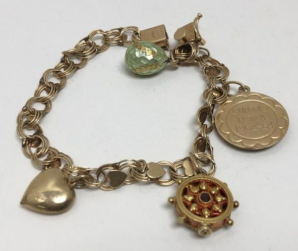 14K ladies charm bracelet, weighs 11.3 dwt. Charms as pictured. (1 of 3)