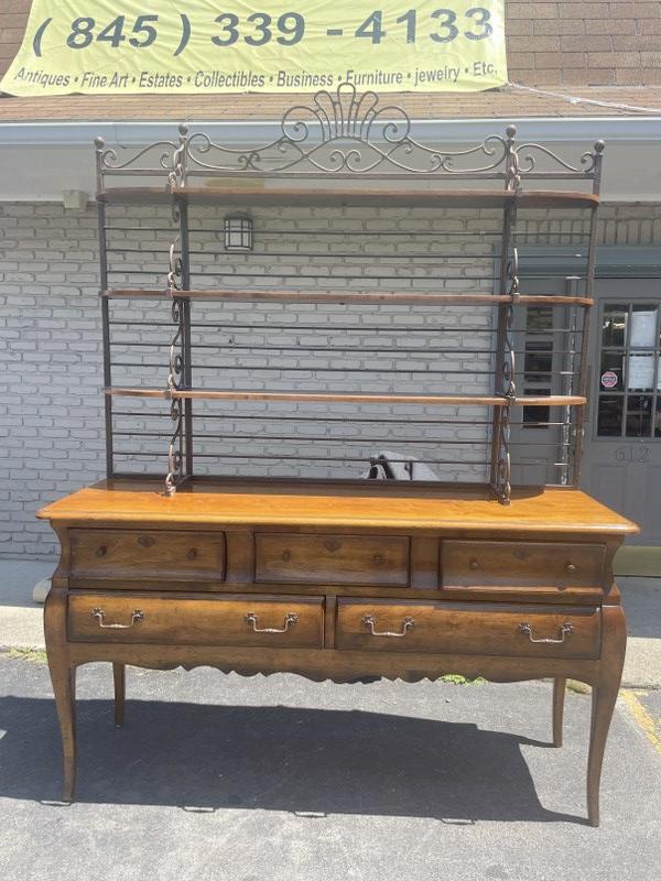 Beautiful 2 pc. Contemporary sideboard with iron open shelf top with wood shelves, from fine NYC (1 of 6)