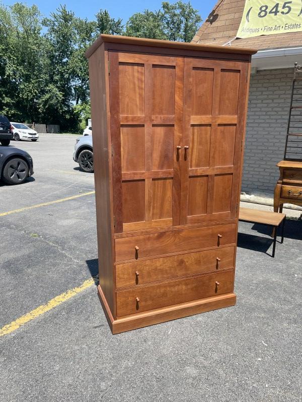 Contemporary Stickley cherry cabinet with adjustable shelves inside two doors and drawers (1 of 5)