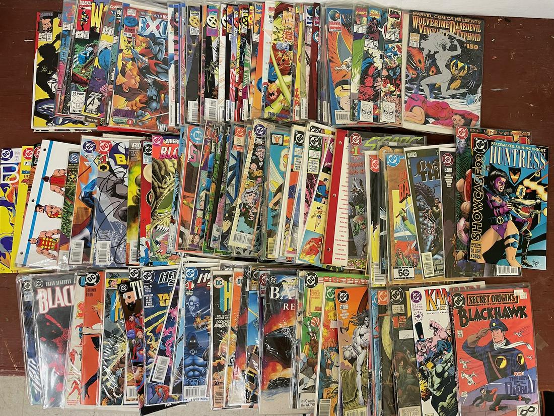 120+ Marvel and DC comics most 1990s. Titles include Batman, Wolverine, Excalibur, Doc Savage, Black (1 of 4)