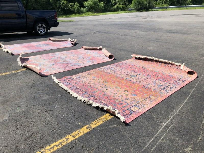 3 machine made wool rugs, clean condition, measure approx 113" x 75" (1 of 4)