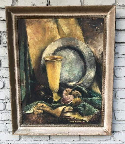 Ruth Miller o/c still life dated 1947, from Hudson Valley estate, painting measures 28" x 22", in (1 of 4)