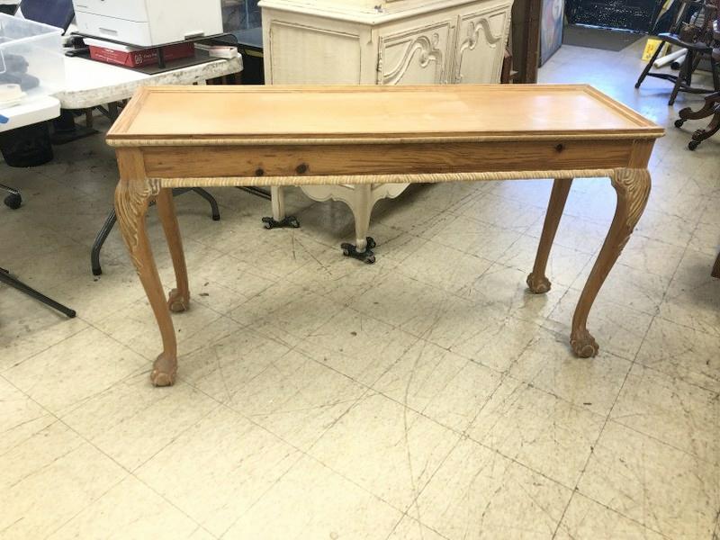 Nice contemporary pine claw foot console table, structurally sound, good looking, measures 54" long (1 of 1)
