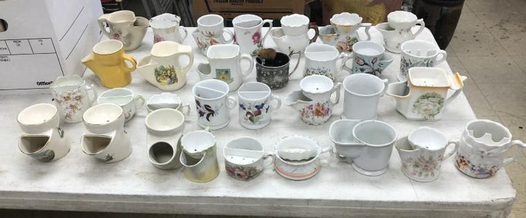 (31) old shaving & mustache mugs ( No Occupational ) a few with small hairlines or chips, some (1 of 8)