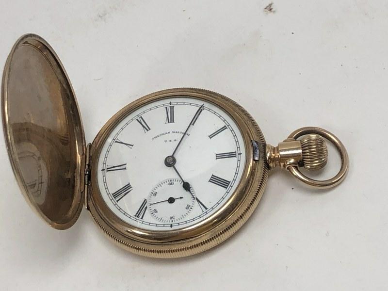 Waltham Traveler gold filled closed case pocket watch, clean case, not running, from local estate. (1 of 6)