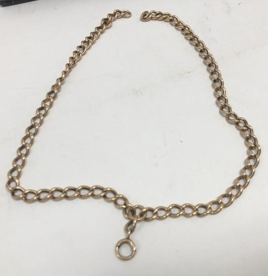 14K gold watch chain, measures 16.5" long, weighs 22.3 pennyweights, from local estate. (1 of 3)