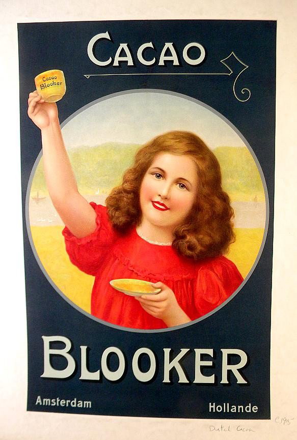 VINTAGE POSTER- CACAO CIRCA 1915 DUTCH COCOA PRETTY : VINTAGE POSTER- CACAO CIRCA 1915 DUTCH COCOA PRETTY GIRL HOLDING CUP, LINEN BACKED. MEASURES 26" X 16 1/2". NICE CONDITION.