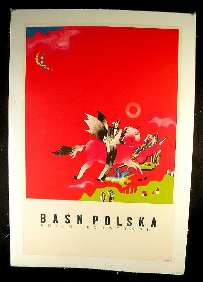VINTAGE POSTER-POLISH POSTER, CIRCA 1965: VINTAGE POSTER- POLISH, CIRCA 1965, BASN POLSKA, ANTONI BORATYNSKI, LINEN BACKED, MEASURES 32" X 21"