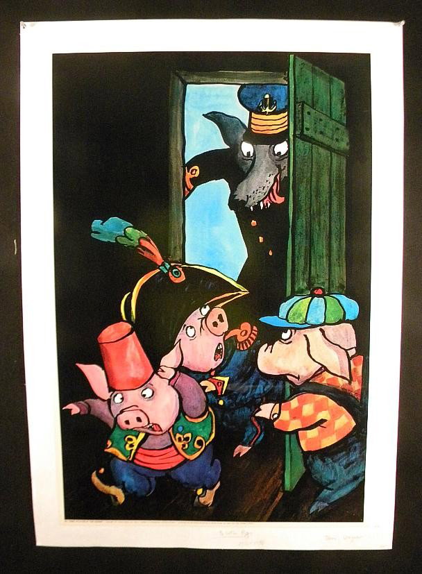 VINTAGE POSTER-THREE LITTLE PIGS BY TOMI UNGERER C: VINTAGE POSTER-THREE LITTLE PIGS BY TOMI UNGERER COPYRIGHT 1971, DARIEN HOUSE INC, ONE IN A SERIES OF CONTEMPORARY CHILDRENS POSTERS, PRODUCED AND DISTRIBUTED EXCLUSIVELY BY DARIEN HOUSE NEW YORK CITY