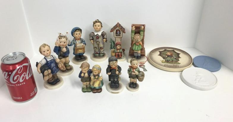 Hummel (12) pcs. From local estate collection we are selling, all in fine condition, tallest: Hummel (12) pcs. From local estate collection we are selling, all in fine condition, tallest measures 5.75" high. Includes Village Boy, Chimney Sweep, We Congratulate, Boots, Boy with Toothace, Postma