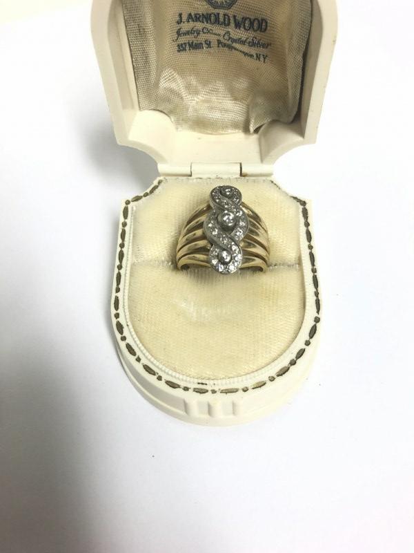 14k ladie's diamond ring, yellow gold, with white gold top, from fine estate collection of jewelry (1 of 5)