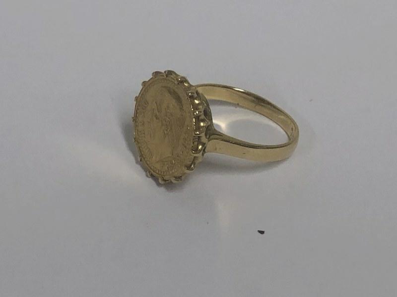 18k ladies ring with dos peso coin, ( ring marked 14k & 18k tests 18k), from fine estate jewelry (1 of 4)