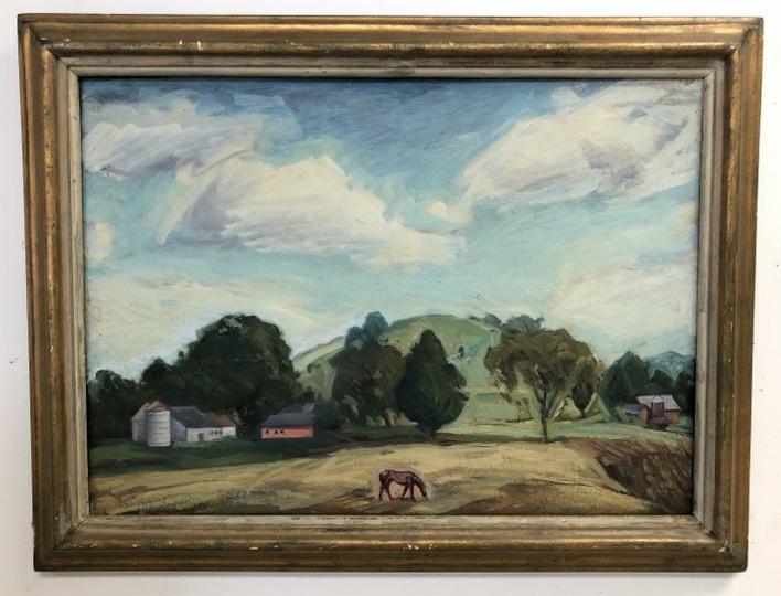 George Davidson o/b farm landscape, unsigned, wrtten on estate inventory tag, circa 1930's or (1 of 1)