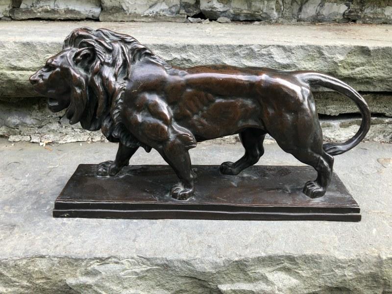 Early Bayre bronze lion, Henry Bonnard Bronze Co. with wonderful patina, signed as pictured, (1 of 6)